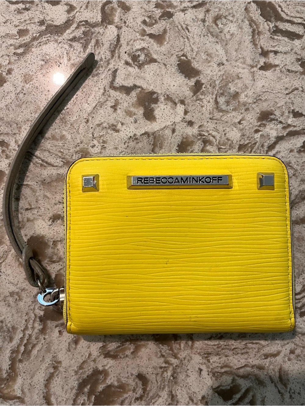 Rebecca Minkoff Bright Yellow Textured Zip Wristlet Wallet